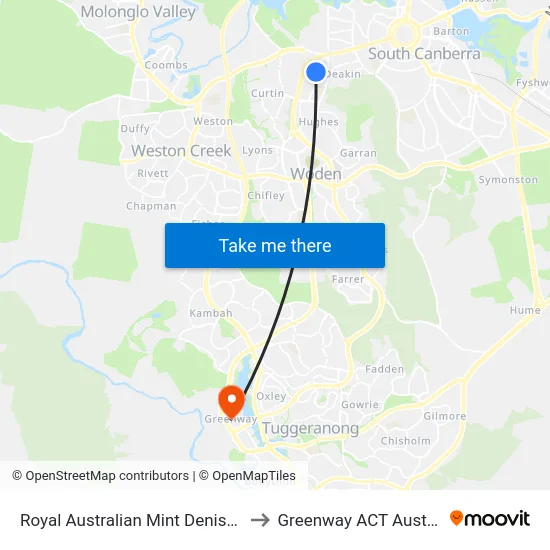 Royal Australian Mint Denison St to Greenway ACT Australia map