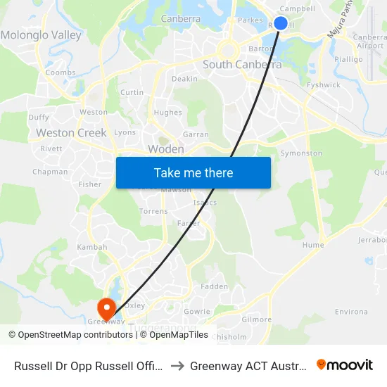 Russell Dr Opp Russell Offices to Greenway ACT Australia map