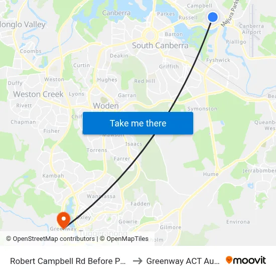 Robert Campbell Rd Before Parnell Rd to Greenway ACT Australia map