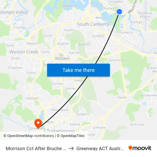 Morrison Cct After Bruche Rd to Greenway ACT Australia map