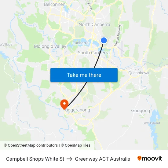 Campbell Shops White St to Greenway ACT Australia map