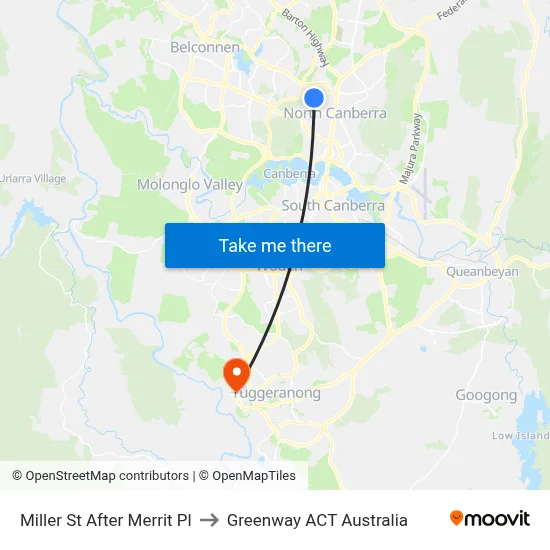 Miller St After Merrit Pl to Greenway ACT Australia map