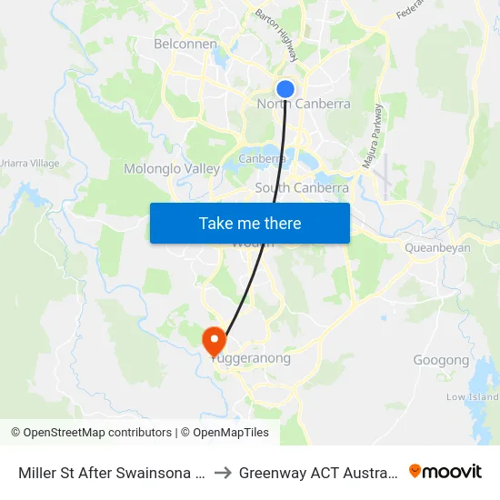 Miller St After Swainsona St to Greenway ACT Australia map