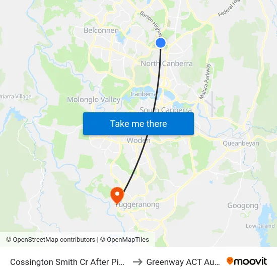 Cossington Smith Cr After Piguenit Cl to Greenway ACT Australia map