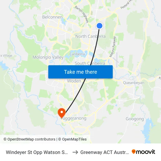 Windeyer St Opp Watson Shops to Greenway ACT Australia map