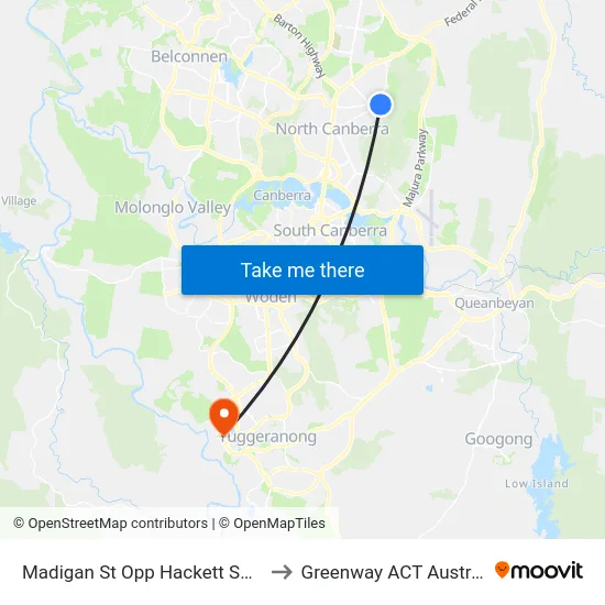 Madigan St Opp Hackett Shops to Greenway ACT Australia map