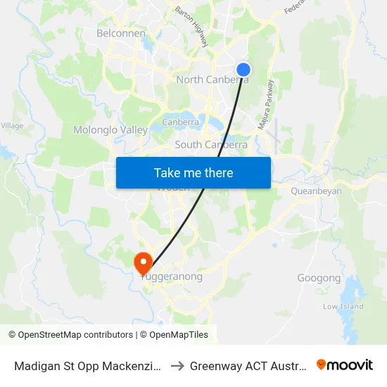 Madigan St Opp Mackenzie St to Greenway ACT Australia map
