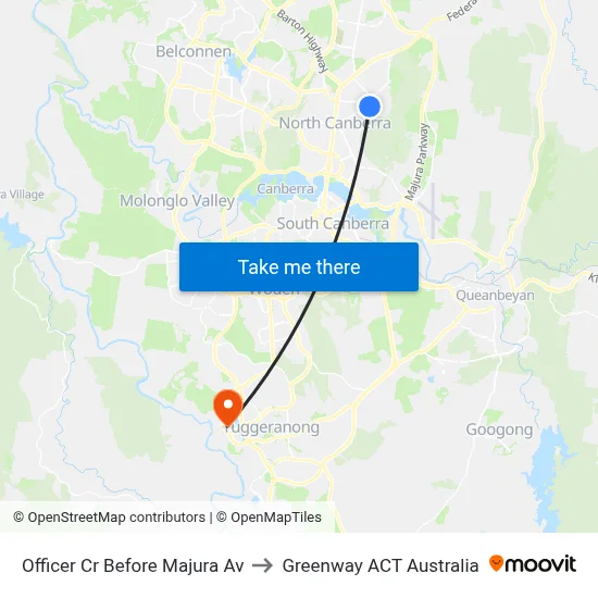 Officer Cr Before Majura Av to Greenway ACT Australia map