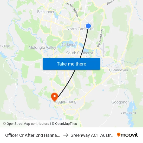 Officer Cr After 2nd Hannan Cr to Greenway ACT Australia map
