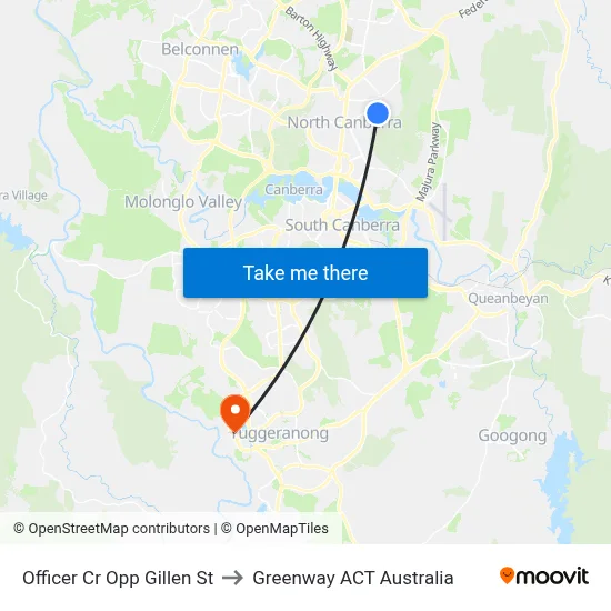 Officer Cr Opp Gillen St to Greenway ACT Australia map