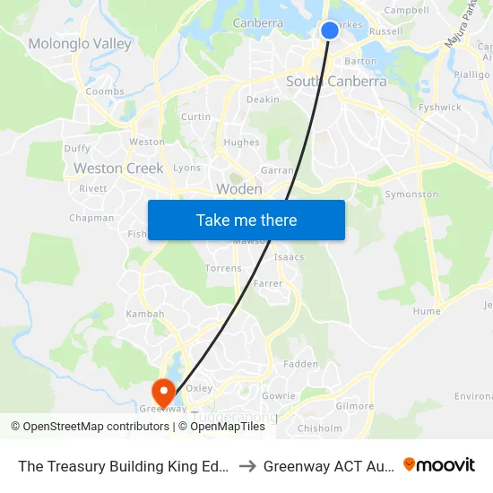 The Treasury Building King Edward Tce to Greenway ACT Australia map