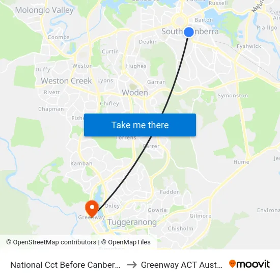 National Cct Before Canberra Av to Greenway ACT Australia map