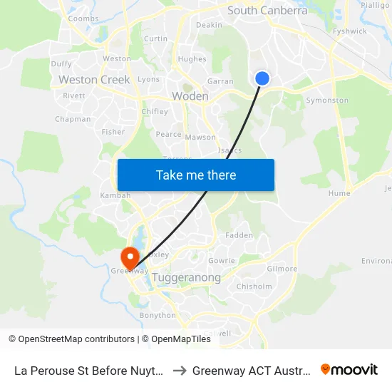 La Perouse St Before Nuyts St to Greenway ACT Australia map
