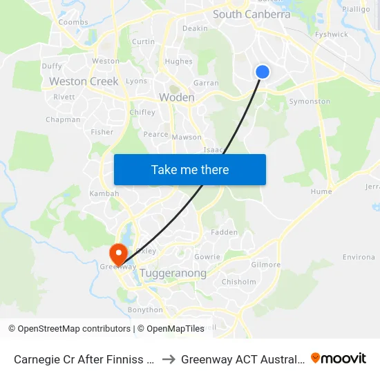 Carnegie Cr After Finniss Cr to Greenway ACT Australia map