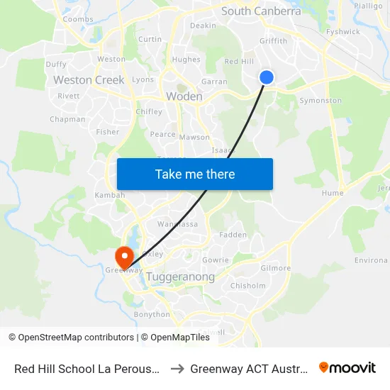 Red Hill School La Perouse St to Greenway ACT Australia map