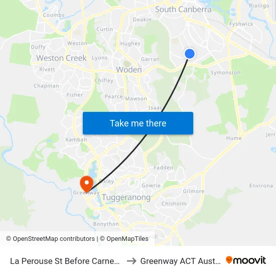 La Perouse St Before Carnegie Cr to Greenway ACT Australia map
