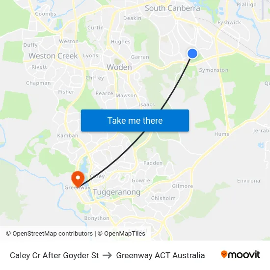 Caley Cr After Goyder St to Greenway ACT Australia map