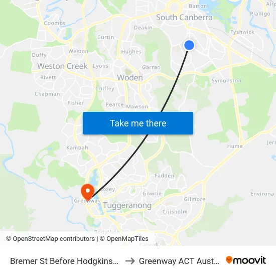 Bremer St Before Hodgkinson St to Greenway ACT Australia map
