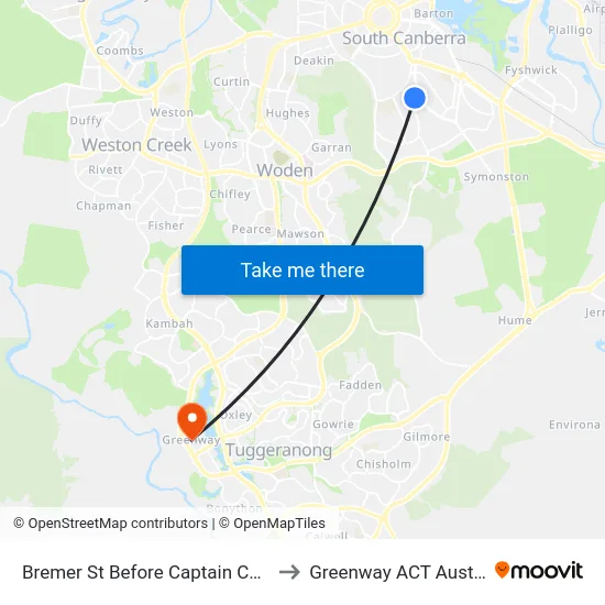 Bremer St Before Captain Cook Cr to Greenway ACT Australia map