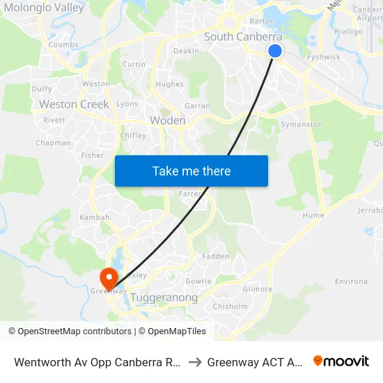 Wentworth Av Opp Canberra Railway Stn to Greenway ACT Australia map