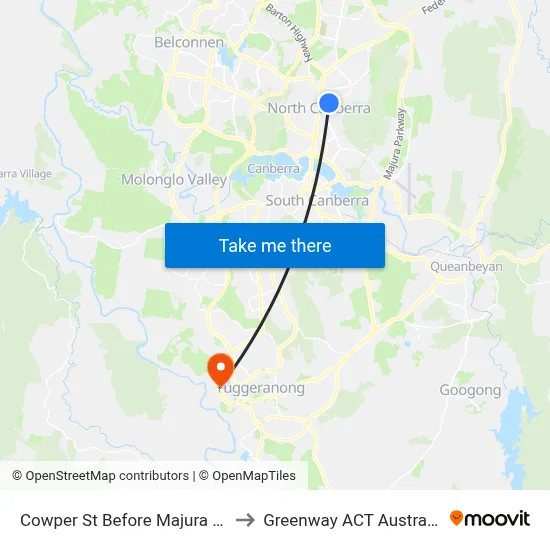 Cowper St Before Majura Av to Greenway ACT Australia map