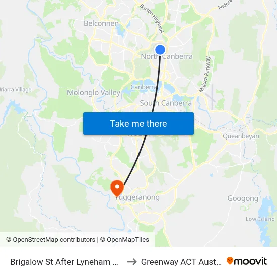 Brigalow St After Lyneham Shops to Greenway ACT Australia map