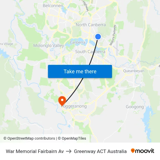 War Memorial Fairbairn Av to Greenway ACT Australia map