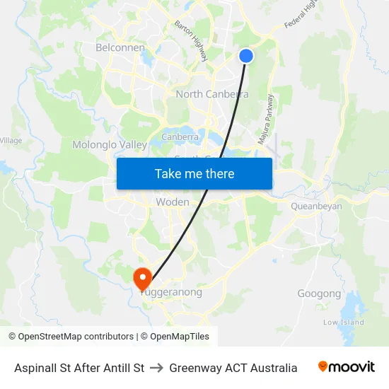 Aspinall St After Antill St to Greenway ACT Australia map