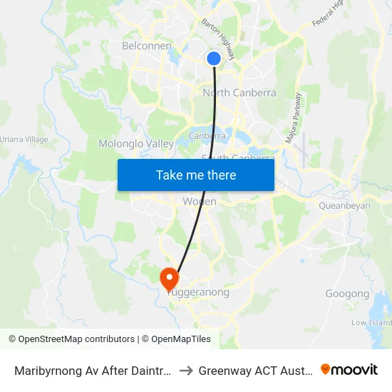 Maribyrnong Av After Daintree Cr to Greenway ACT Australia map