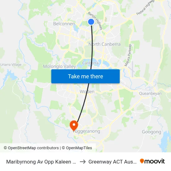 Maribyrnong Av Opp Kaleen Village to Greenway ACT Australia map