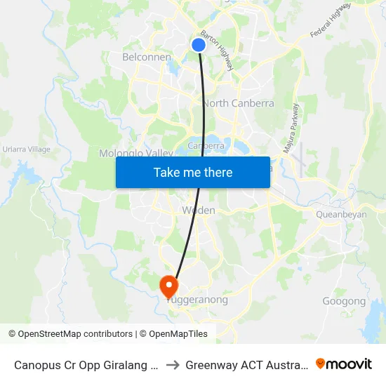 Canopus Cr Opp Giralang Ps to Greenway ACT Australia map
