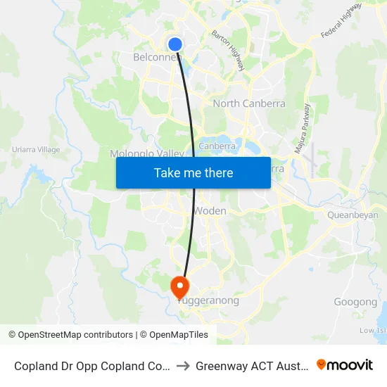 Copland Dr Opp Copland College to Greenway ACT Australia map
