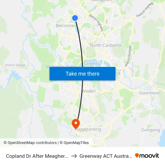 Copland Dr After Meagher Pl to Greenway ACT Australia map