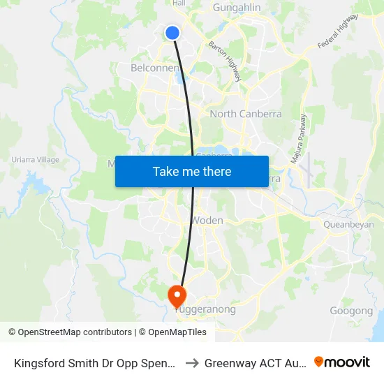 Kingsford Smith Dr Opp Spence Shops to Greenway ACT Australia map