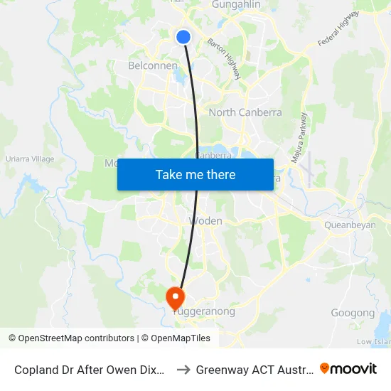 Copland Dr After Owen Dixon Dr to Greenway ACT Australia map
