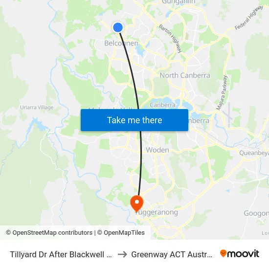 Tillyard Dr After Blackwell Cct to Greenway ACT Australia map