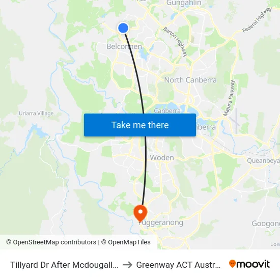 Tillyard Dr After Mcdougall St to Greenway ACT Australia map