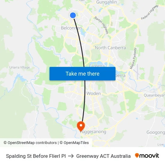Spalding St Before Flierl Pl to Greenway ACT Australia map