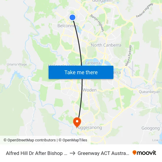 Alfred Hill Dr After Bishop Pl to Greenway ACT Australia map