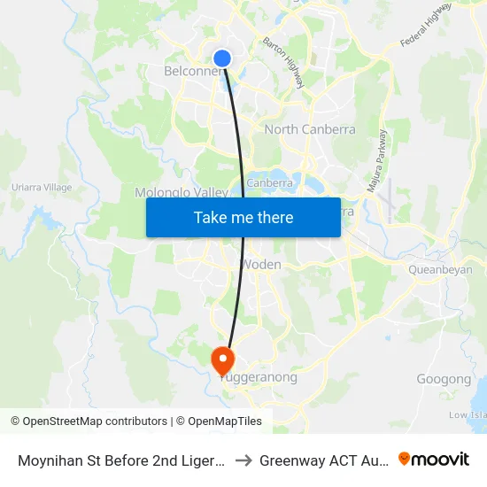 Moynihan St Before 2nd Ligertwood St to Greenway ACT Australia map
