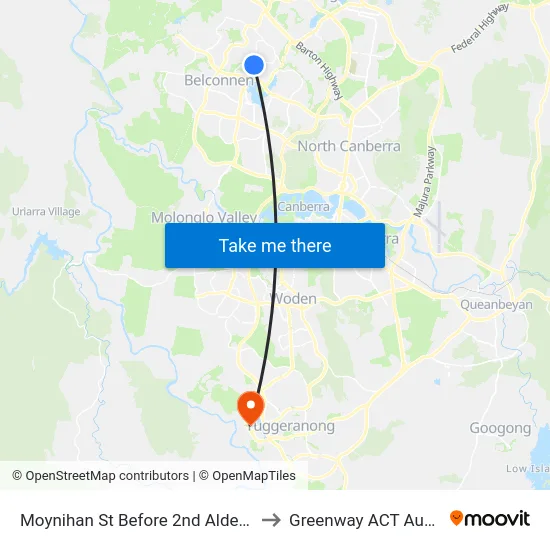 Moynihan St Before 2nd Alderman St to Greenway ACT Australia map