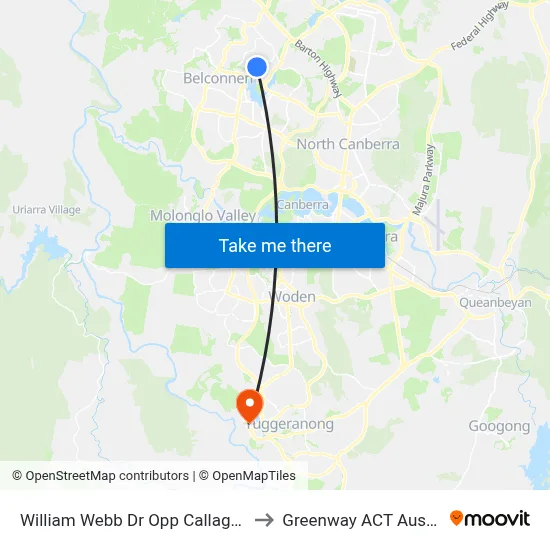 William Webb Dr Opp Callaghan St to Greenway ACT Australia map