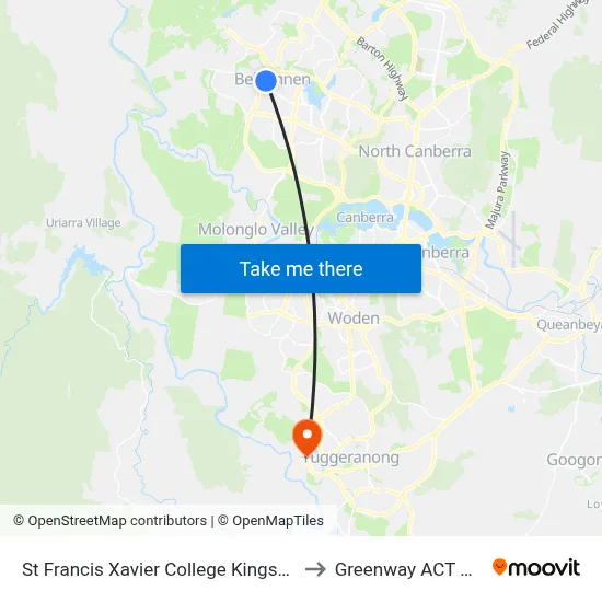 St Francis Xavier College Kingsford Smith Dr to Greenway ACT Australia map