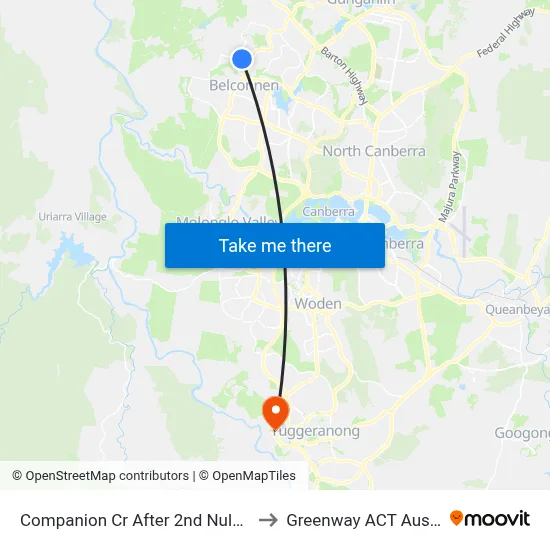 Companion Cr After 2nd Nulsen Cct to Greenway ACT Australia map