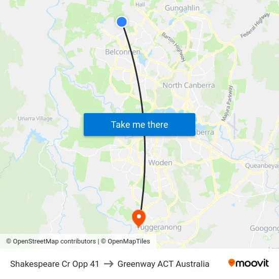 Shakespeare Cr Opp 41 to Greenway ACT Australia map