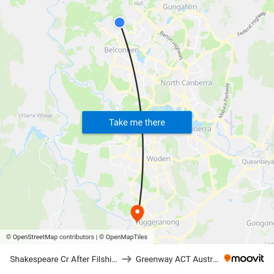 Shakespeare Cr After Filshie Cl to Greenway ACT Australia map