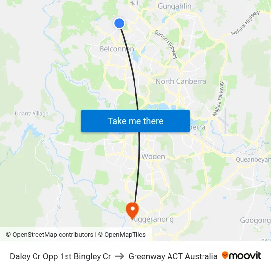 Daley Cr Opp 1st Bingley Cr to Greenway ACT Australia map