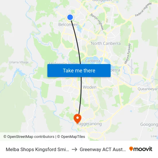 Melba Shops Kingsford Smith Dr to Greenway ACT Australia map