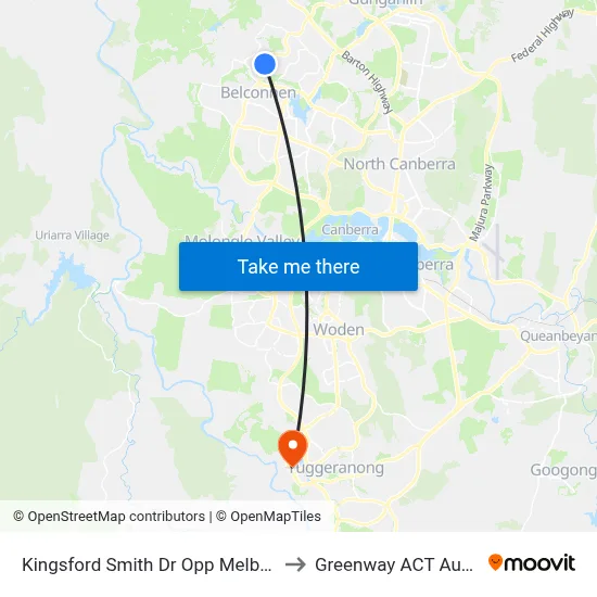 Kingsford Smith Dr Opp Melba Shops to Greenway ACT Australia map
