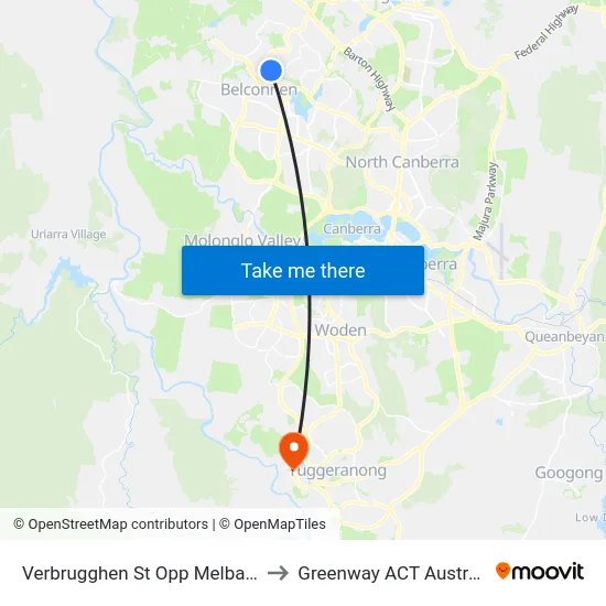 Verbrugghen St Opp Melba Hs to Greenway ACT Australia map